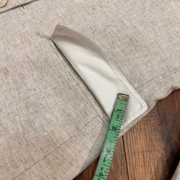 (BR) Men's Sport Coat Blazer  Linen Blend Blazer 38C Beige (S ) FITS Lady(L) - Picture 7 of 16